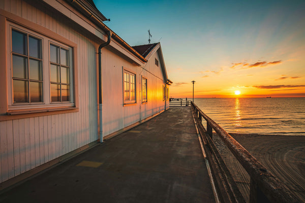 Carver, Ostseeküsten Radweg, Sonnenuntergang, Haus, Meer